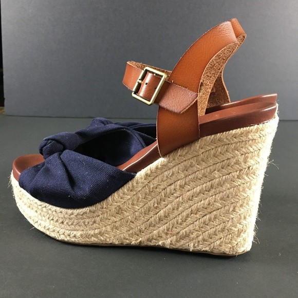 MIA Lorryan Espadrille Knotted Toe Wedge Heel Sandals Blue Size 10 New No Box - Picture 4 of 4